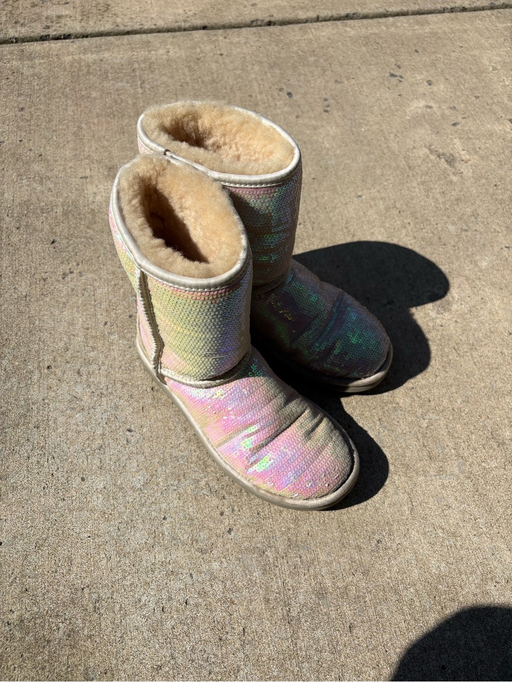 Sparkle Sequin Shearling-Lined Women's Mid-Calf Boot - Iridescent Pink